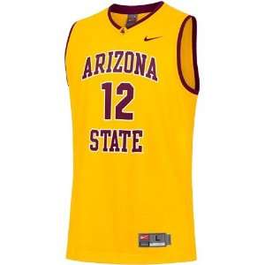   State Sun Devils #12 Gold Replica Basketball Jersey