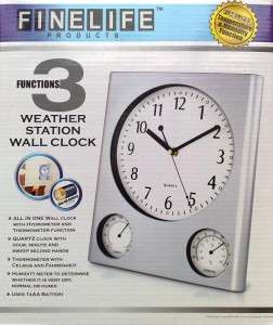 NEW WEATHER STATION WALL CLOCK, HYDROMETER, THERMOMETER  