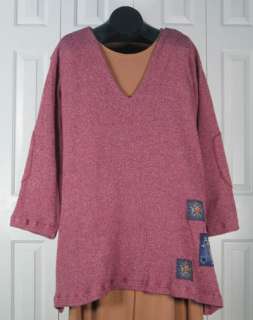 Dominion Marled Thermal V Tunic   Berry S/3 large by x Blue Fish 
