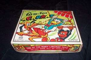 1950s Marx Linemar Gym Toys Donald Duck Acrobat Boxed  
