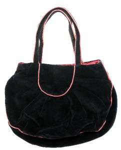 NEW $158 Uttam London Velvet Embroidered Black Tote Shoulder Hobo Bag 