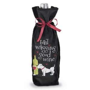  Tail Wagging Good Wine Single Bottle Fabric Wine Gift 