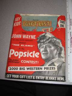 John Wayne 1960 Alamo Popsicle (1 item) premium list comic book,Davy 