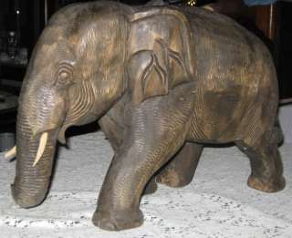   AFRICAN SAFARI ELEPHANT ART STATUE CARVED SCULPTURE HUGE 16 LBS ZOO