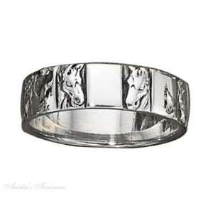  Sterling Silver Unisex Horse Band Ring Size 7 Jewelry