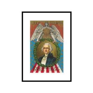  4th of July Greetings, George Washington Holidays Pre 