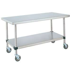   Steel Mobile Work Table with Stainless Steel Un