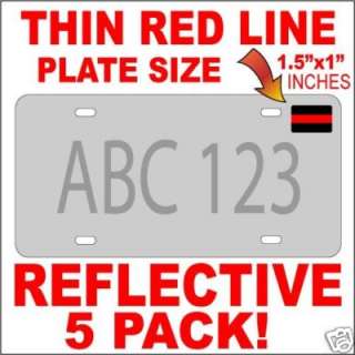 THIN RED LINE  REFLECTIVE PLATE SIZE DECAL  FIREFIGHTER  