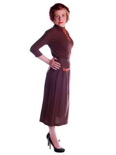 Vintage Brown Wool 2 Tone Ladies Suit Small 1950  