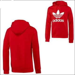 Adidas Originals Mens Trefoil Hoodie Pullover Sweatshirt Red  