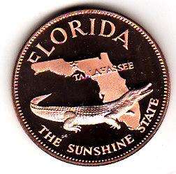 1970 Florida Franklin Mint State Medal Bronze P/L Coin  