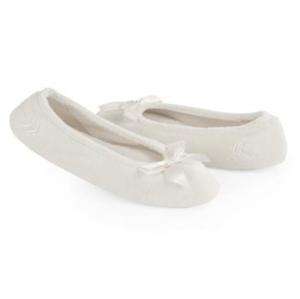 Isotoner WHITE Terry Ballet Slippers Washable NEW 022653269757  