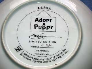   auction is for a Franklin Mint ASPCA Adopt a Puppy LE Collector Plate