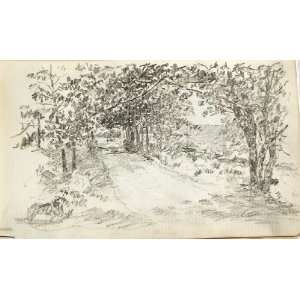   paintings   John Ottis Adams   24 x 14 inches   Road Through Woods 1