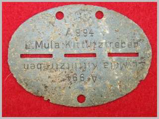WW2 German zink dog tag  Erkennungsmarke, L.Mula  