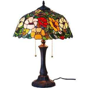 Amora Colorful Springtime Flowers Stained Glass Tiffany Style Table 
