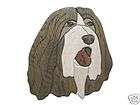 bearded collie oak intarsia wood wall carving 