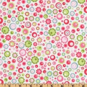  44 Wide Quite Contrary Circles White/Pink/Lime Fabric By 