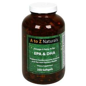  A to Z Naturals Omega 3 Fatty Acids, EPA & DHA , 250 
