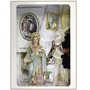 Boxed First Communion Gift Set   Spanish   Virgin Mary Statue   Rosary 