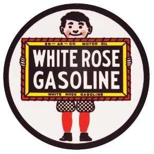   00025 SignPast White Rose Gasoline Round Reproduction Vintage Sign