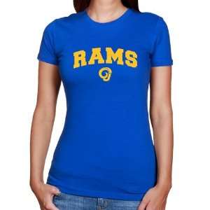  NCAA Angelo State Rams Ladies Royal Blue Logo Arch T shirt 
