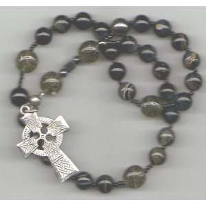  Anglican Rosary of Rainbow Obsidian and Celtic Cross 