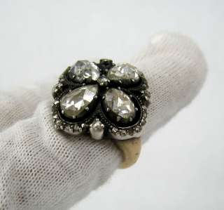 Early 1800s Georgian En Tremblant 5.0ct Diamond Silver & Gold Ring 