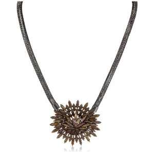   Flower Power Flower with Tube Chain   Gunmetal Colored with Tiger Eye
