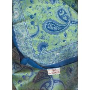  Green Paisley Square Scarf from India 