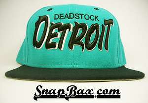 DETROIT DEADSTOCK SCRIPT VINTAGE NEW ERA AQUA BLACK SNAPBACK MARLINS 