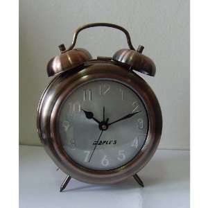  Desk clock silver dial antique copper finish bell alarm 