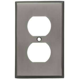   Brass Single Duplex Cover Plate in Antique Pewter.