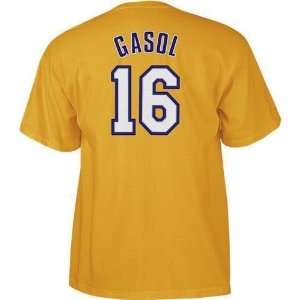  Los Angeles Lakers Pau Gasol Name and Number T Shirt (Gold 