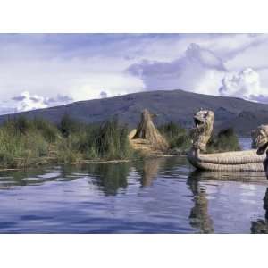 Dragon Boats Made of Reeds, Uros Floating Islands, Lake Titicaca, Peru 