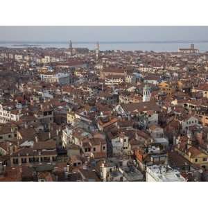 Venice Rooftops Seen From St. Marks Bell Tower, Venice, Veneto, Italy 
