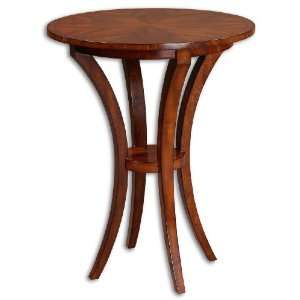   Bistro Table Richly Pecan Finish Over Inlay Of Walnut & Cherry Veneers