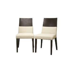  Vivian Brown Wood and Cream Fabric Modern Dining Chair 