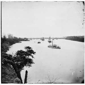 Civil War Reprint Varina Landing, Virginia vicinity. View of ships on 