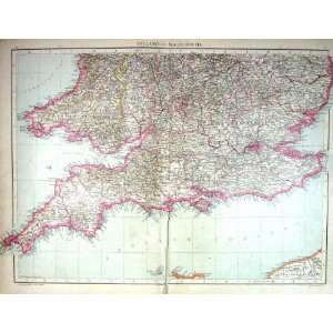  Antique Map England Wales Isle Wight LandS End London Dover 