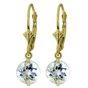    14k Gold Leverback Earrings with Genuine Aquamarines Jewelry