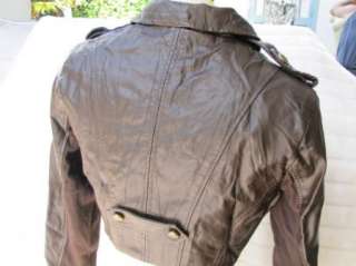 BEBE Moto Jacket COAT Faux LEATHERETT BROWN 167517 DRUMMER BOY  
