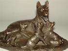 German Shepherd and Pups   Bronze Heredities Sculpture