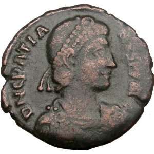  Ancient Roman Coin of Gratian w Kneeling Woman Cornucopia 