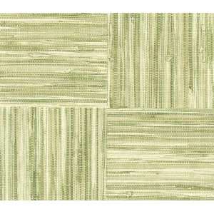 Green Grasscloth Squares Wallpaper
