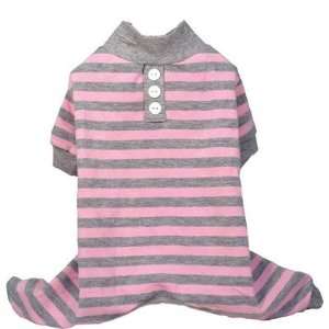 Fou Fou Dog CSN0145/46/47/48 Striped PJ Dog Suit in Pink