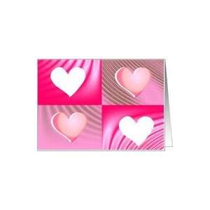  Valentine Pink heart greeting card pink hearts Card 