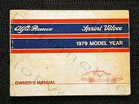 Alfa Romeo sprint veloce (1979) Owners Manual  