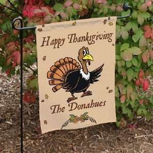  Personalized Thanksgiving Garden Flag Turkey Yard Flag 