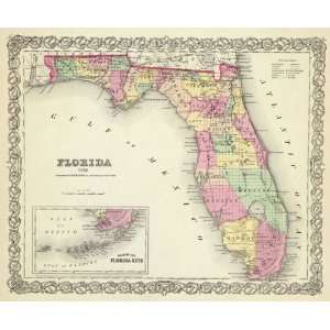  STATE OF FLORIDA (FL) BY J.H. COLTON MAP 1856
